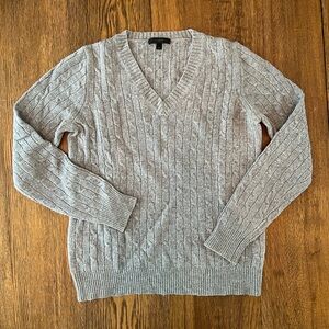 J. Crew Women’s Gray V-Neck Wool Blend Sweater Size S